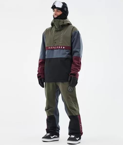 Snowboard Broeken<Dope Snow Blizzard Track OIiveGreen/Burgundy/MetalBlue/Black